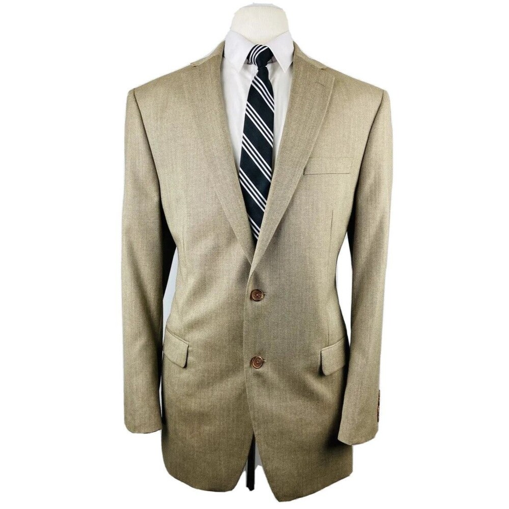 RALPH LAUREN Mens 42L Solid Beige Super Soft Blazer Sport Coat Suit Jacket